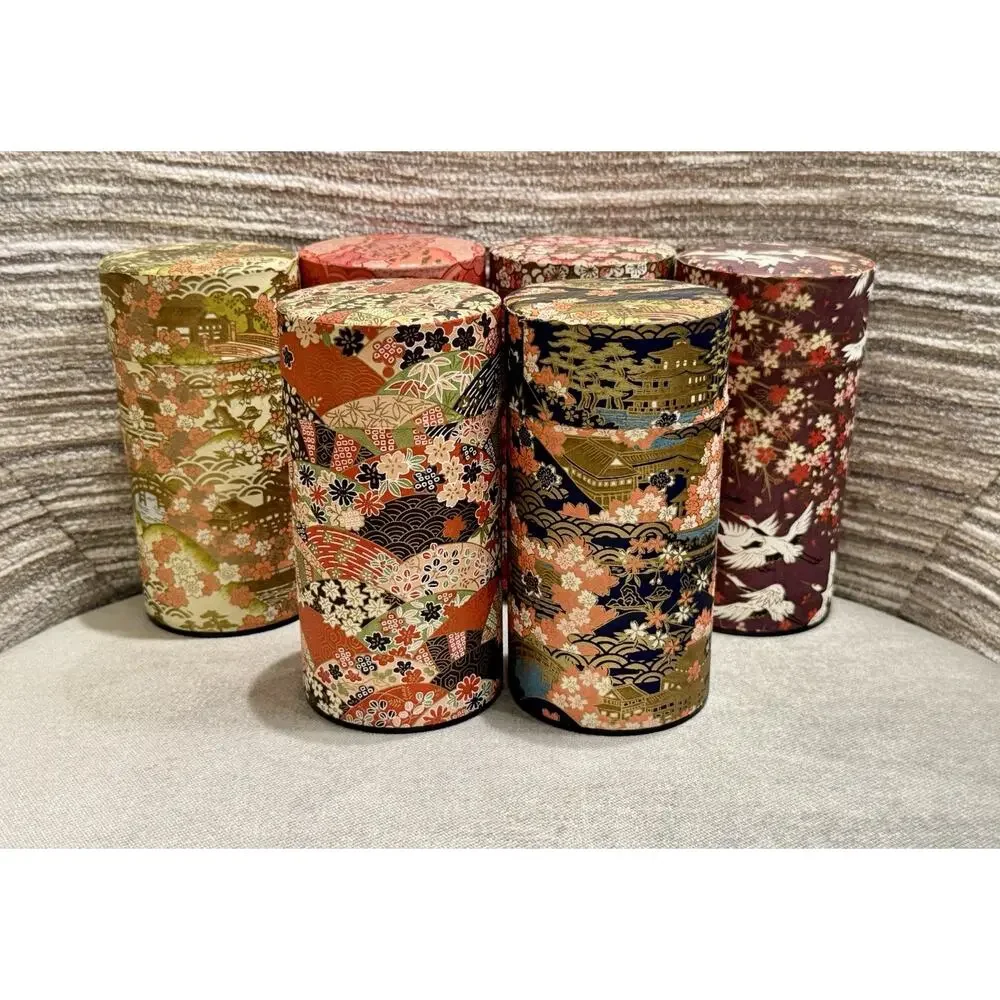 Vintage Japanese Tea Canisters Washi Paper Wrapped Teavana Coffee Storage Bundle